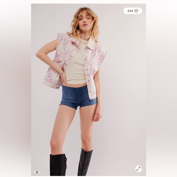 Driftwood Anthropologie Pastel Floral Denim Sleeveless Sweet Romeo Vest Medium - Picture 2 of 7